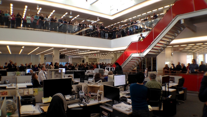 The New York Times newsroom...without trust in its product, we would have no readers