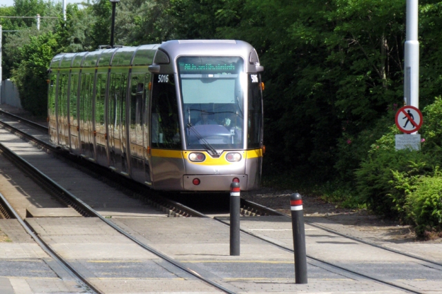 The Luas -- a two-line tram system running through Dublib; Luas means 